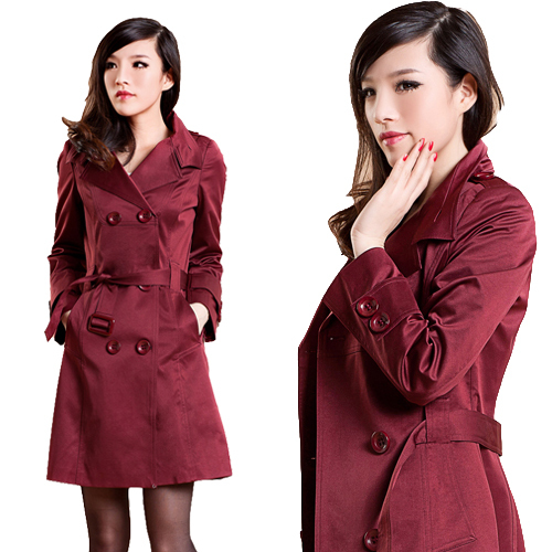 2013 women's elegant stand collar double breasted slim trench spring and autumn plus size WC1320