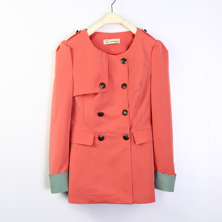 2013 women's fashion candy color medium-long double breasted elegant long-sleeve trench outerwear (WC006)