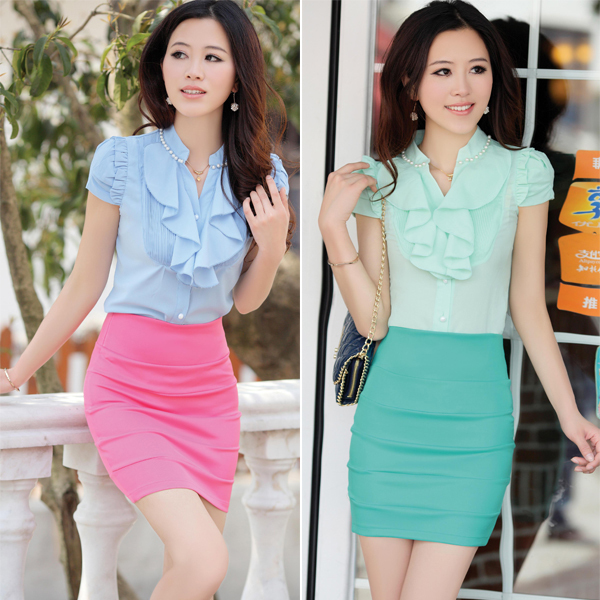 2013 women's fashion summer work wear slim short-sleeve skirt set ol one-piece dress