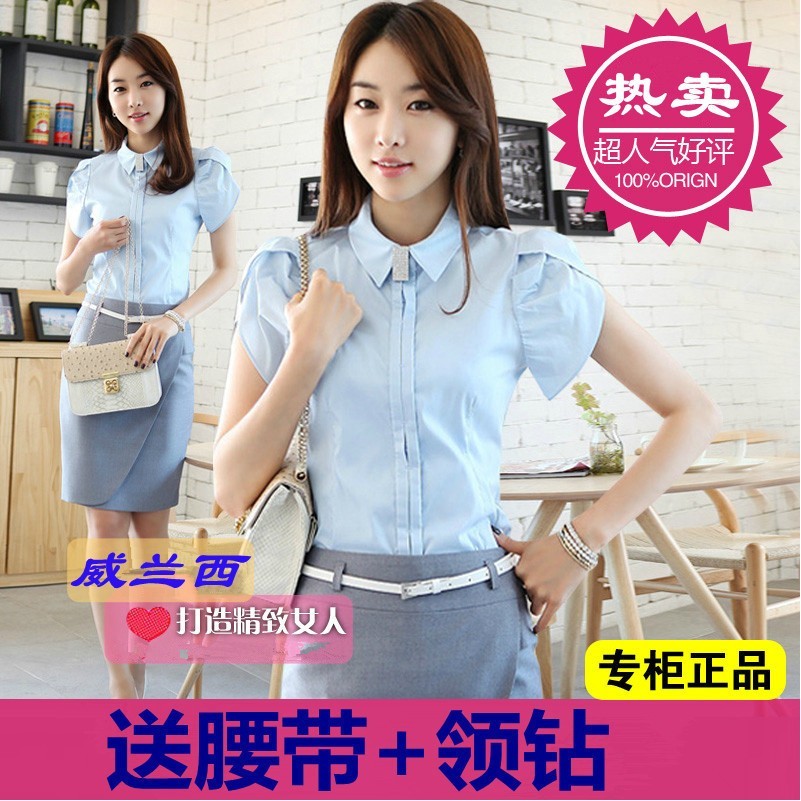 2013 women's fashion work wear slim puff sleeve shirt skirt set ol work wear