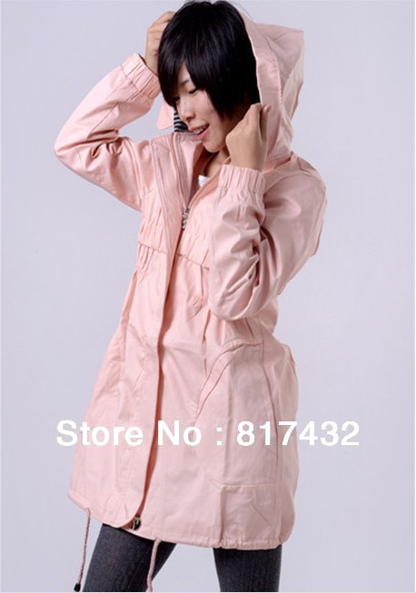 2013 women's full cotton casual windbreaker,Korean version fashion ladies' jacket long sleeve wind coat,2 colors,free shipping