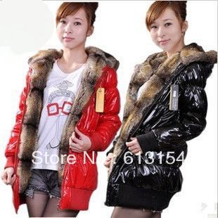 2013 women's fur collar Coat  candy color cotton-padded wemen medium-long jacket coat in winter Drop Shipping