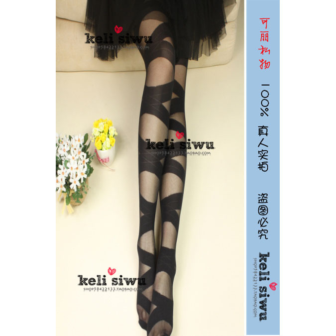 2013 Women's Hot Sale Fashion Cross Straps Sexy Ultra-thin Invisible Jacquard Night Club Seamless Tight Stockings
