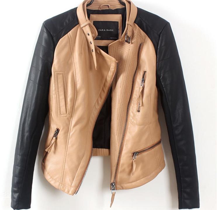 2013 women's jackets to the winter jacket slim zipper short jacket patchwork leather coat for women's spring PUJK004