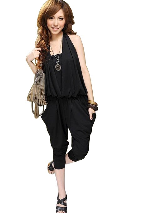 2013 ,Women's jumpsuit overall Harem pants v-neck ,Lady's Halter Design Blouse Jumpsuit Free shipping B446