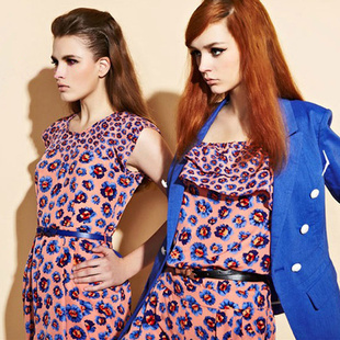 2013 Women's Leopard Print Flower Butterfly Dresses Sleeveless Chiffon Casual Vintage Women Dress With Belt Free shipping ~