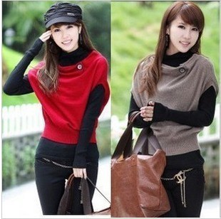 2013 women's loose sweater twinset batwing long-sleeve shirt pullover sweater female free shipping