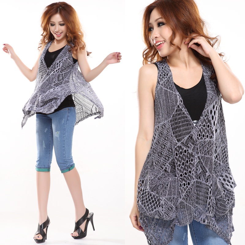 2013 women's medium-long cutout pullover sweater loose shirt outerwear
