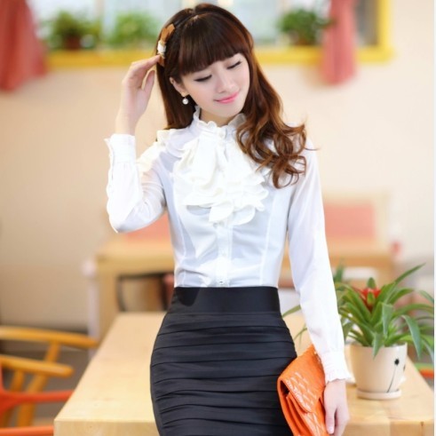 2013 women's set lotus leaf laciness shirt slim hip a-line skirt elegant dress career twinset