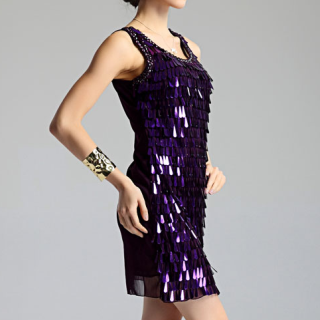 2013 women's sexy purple gauze paillette beaded sleeveless vest evening dress one-piece dress