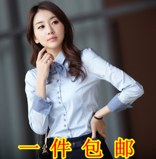 2013 women's shirt work wear 100% cotton long-sleeve shirt Women shirt white shirt