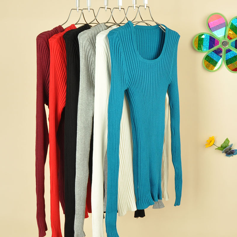 2013 women's slim long-sleeve o-neck sweater basic shirt plus size 3p17m (WC001)
