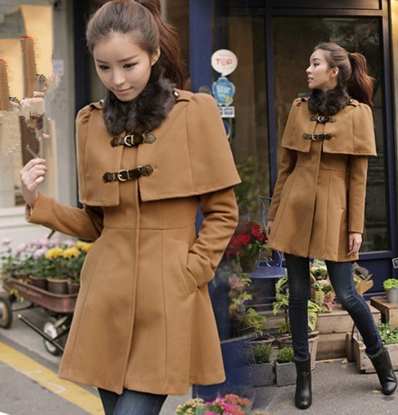 2013 women's slim medium-long woolen outerwear stand collar mantissas trench outerwear woolen female (WC088)