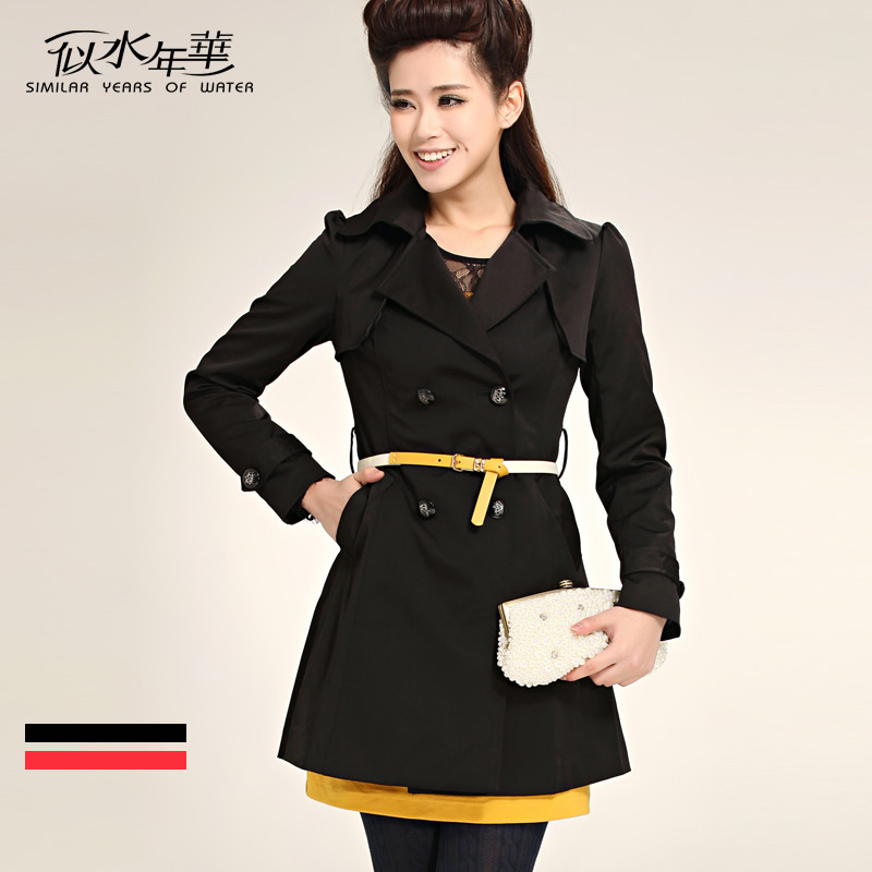 2013 women's slim women's trench outerwear medium-long double breasted trench