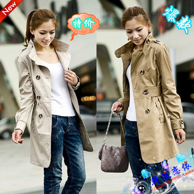 2013 women's spring and autumn new arrival fashion double breasted slim medium-long trench plus size outerwear