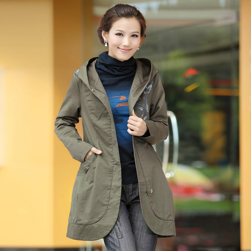 2013 women's spring autum slim medium-long casual outerwear trench sweet print trench windbreaker coat