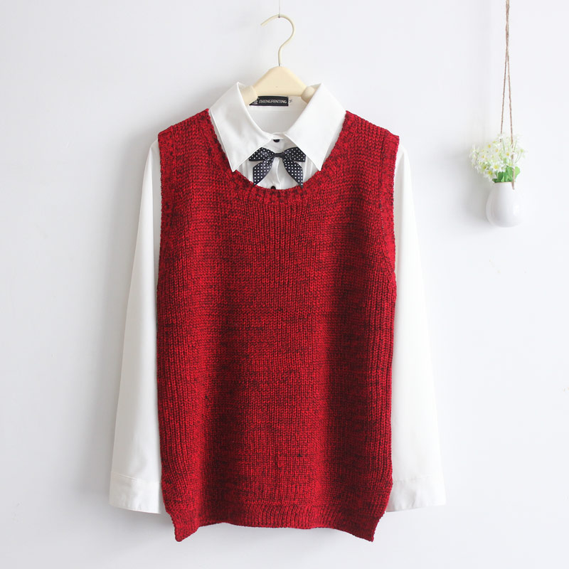 2013 women's spring back button preppy style sweater vest female ,Free shipping