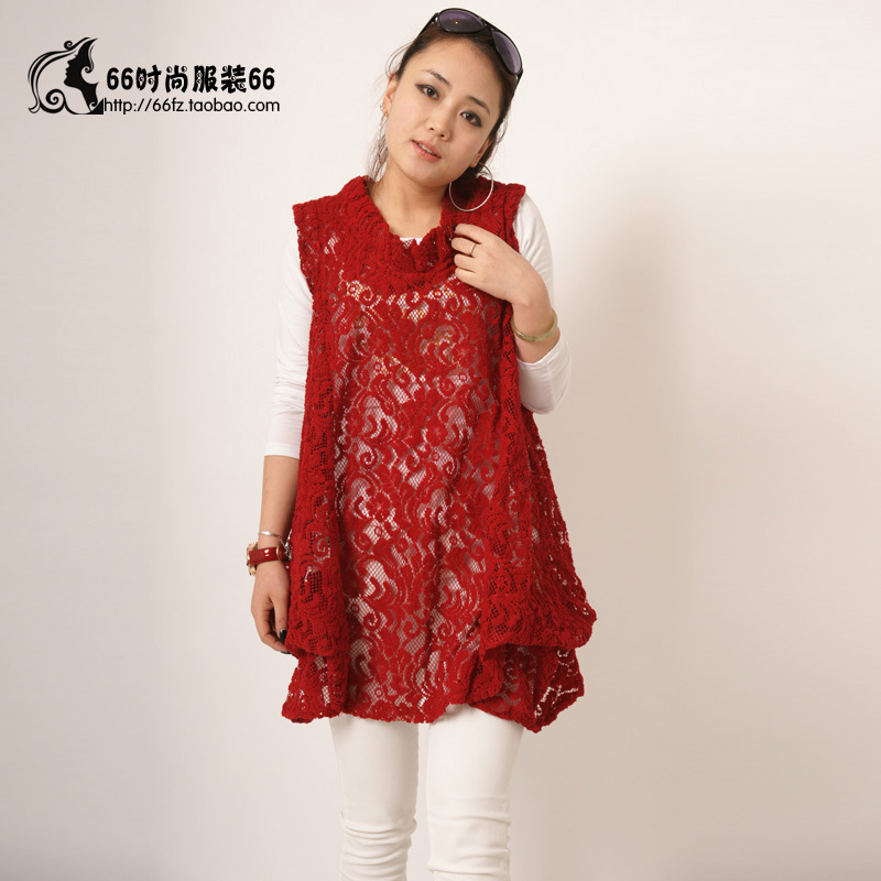 2013 women's spring cutout medium-long shirt solid color sleeveless pullover sweater