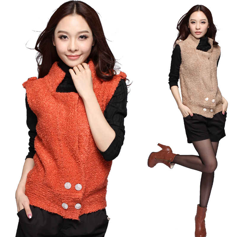 2013 women's spring fashion all-match stand collar sleeveless vest sweater