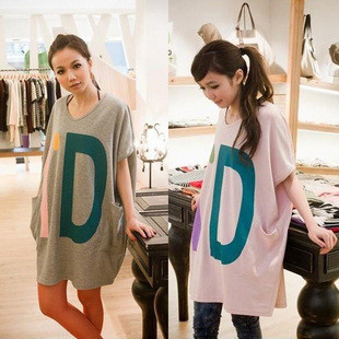 2013 women's spring loose oversized t-shirt letter print t-shirt T-shirt short-sleeve top skirt