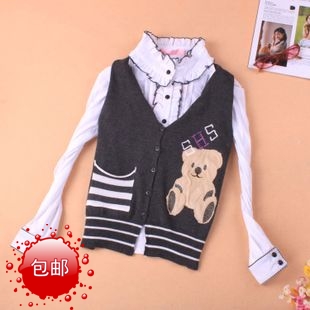 2013 women's spring sweet slim sleeveless sweater vest female cartoon bear