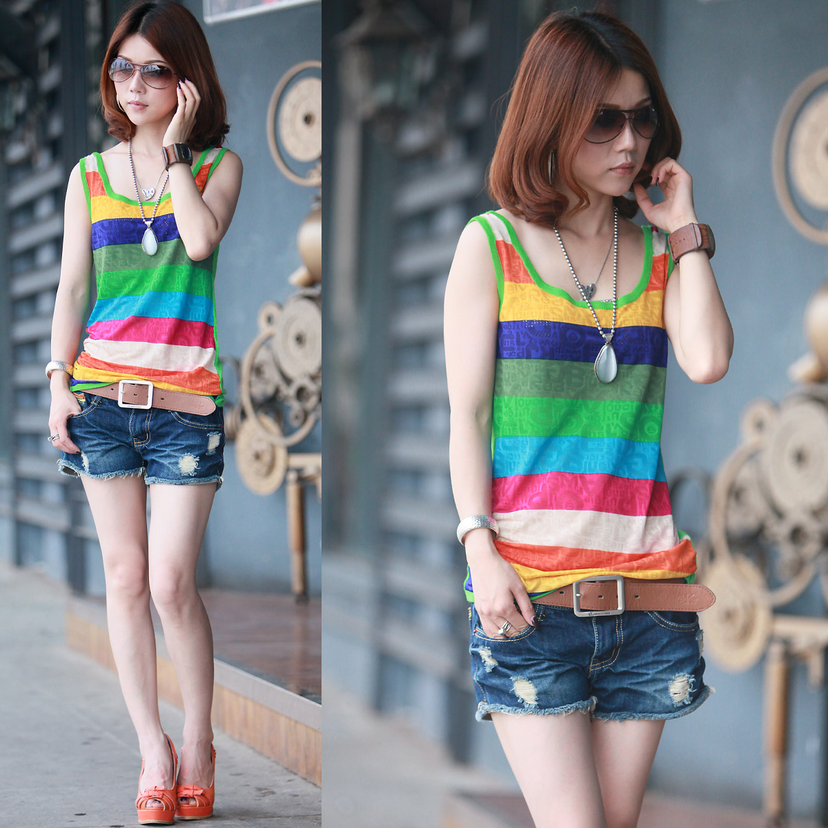 2013 women's spring vest female basic spaghetti strap vest female basic woven vest small vest summer