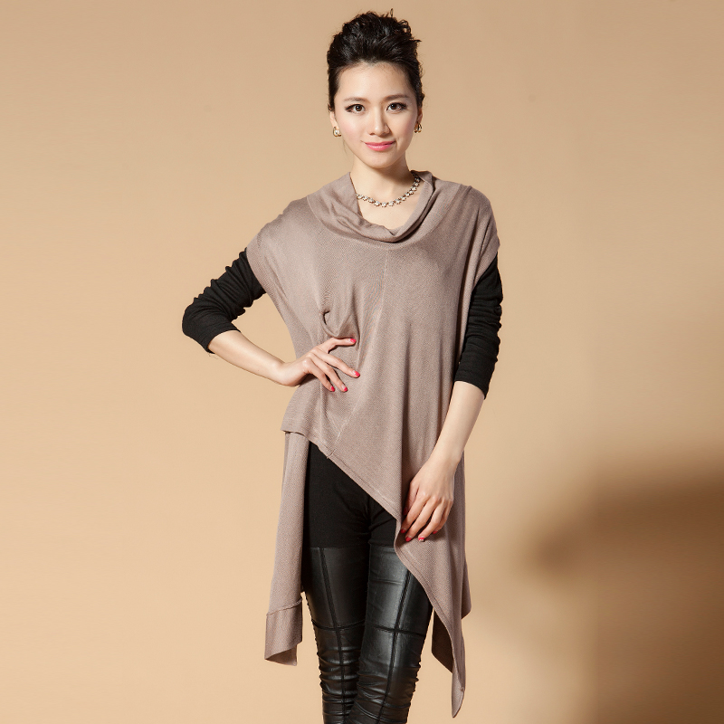 2013 women's spring women's cape medium-long solid color sweater