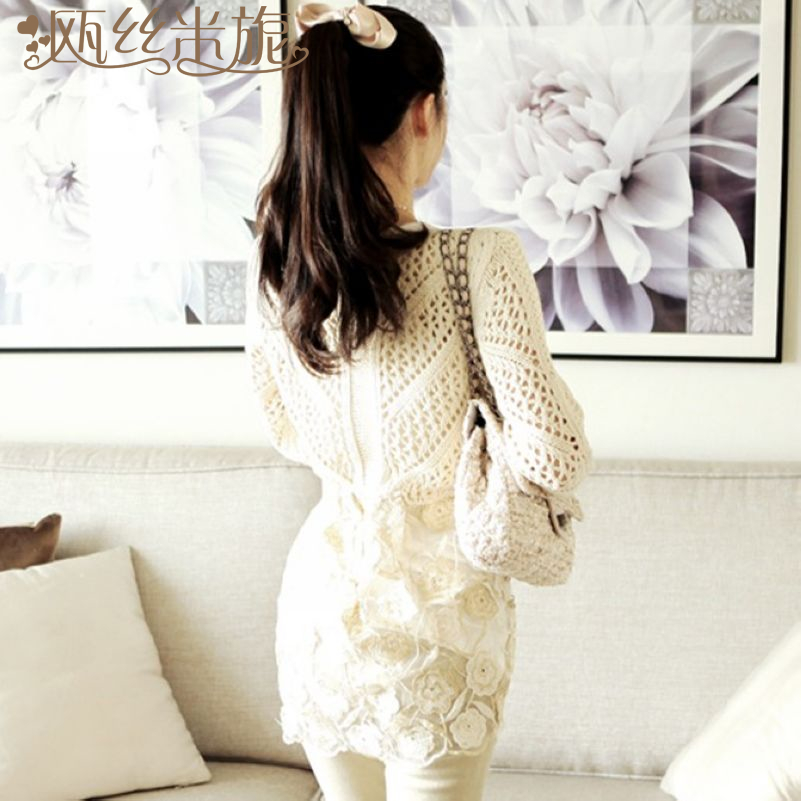 2013 women's spring women's lace patchwork sweater hot  free shipping