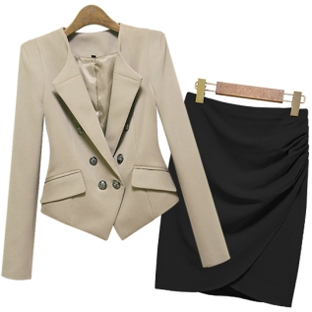 2013 women's spring work wear set formal fashion ol beige suit jacket skirt