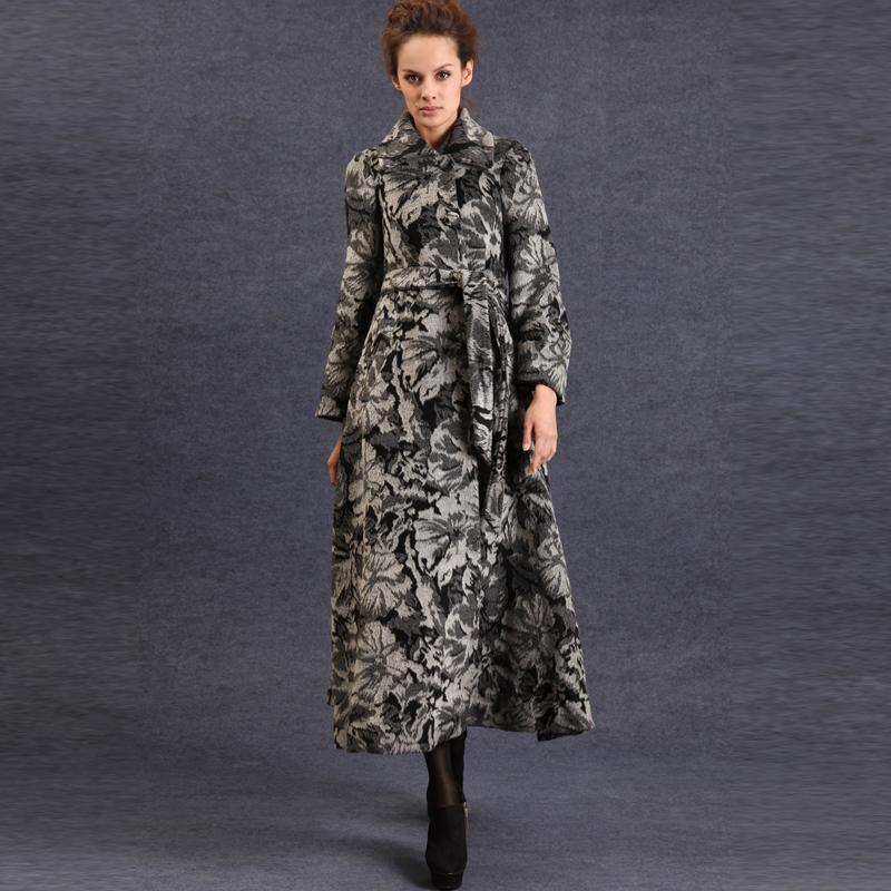 2013 women's turn-down collar flare sleeve long design fancy woolen overcoat  woolen outerwear fy-605