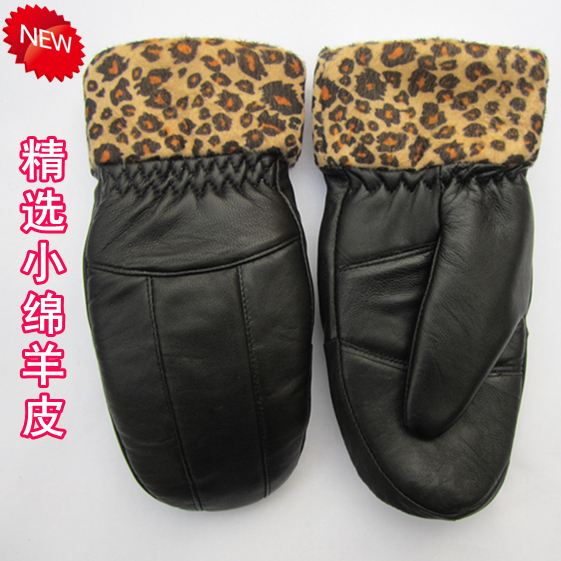 2013 women's yarn leather gloves thermal winter leather gloves genuine leather gloves women's gloves