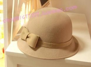 2013 wool travel cap gentlewomen cap big bow female hat