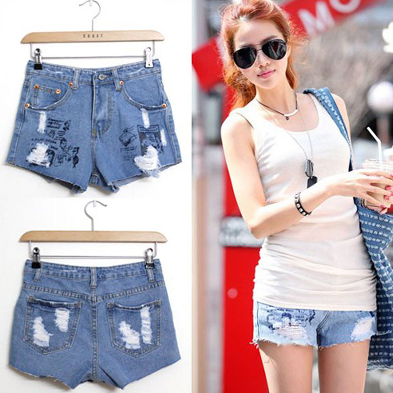 2013 xiaxin distrressed doll letter - shorts female loose casual pants denim shorts