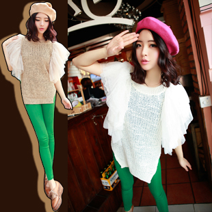 2013 yarn placketing medium-long thin sweater