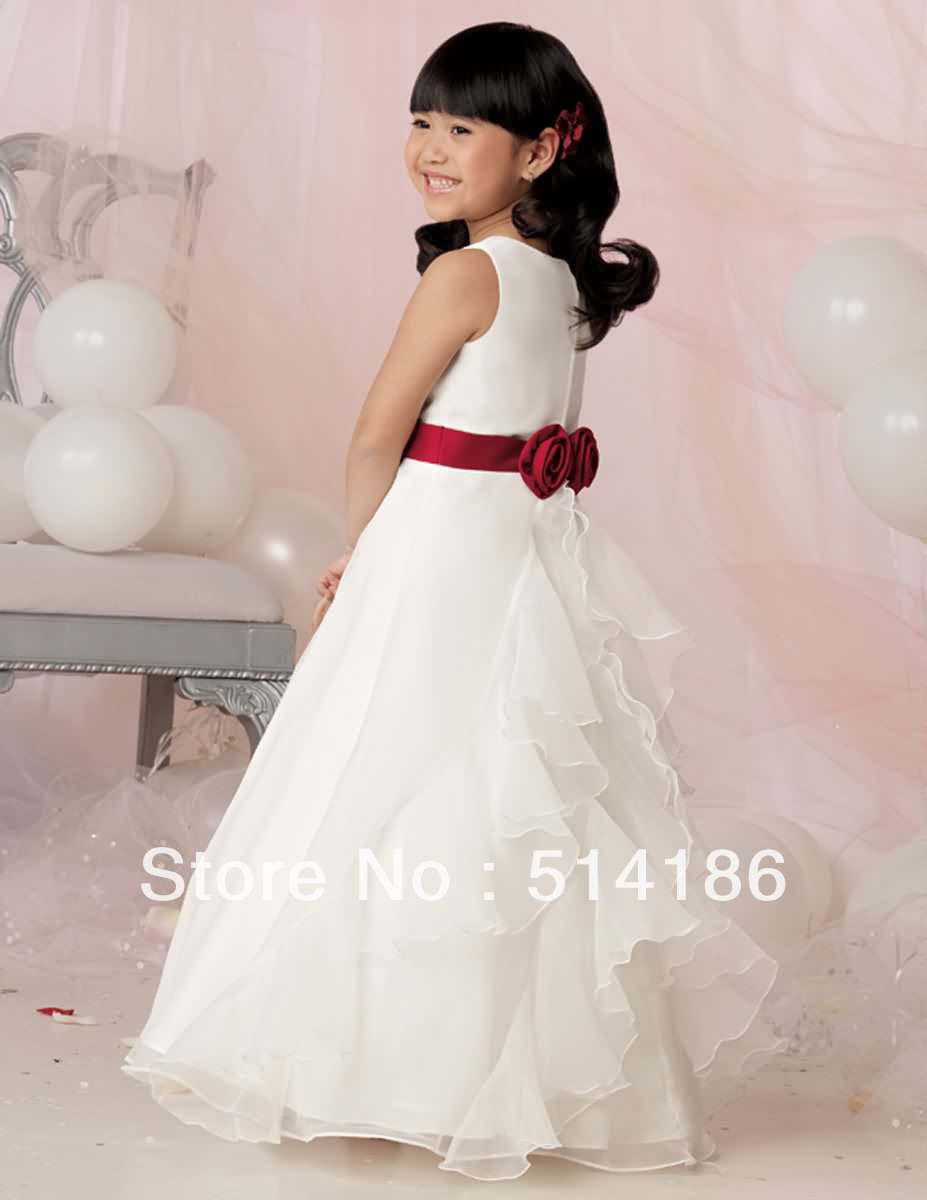 201304070 simple white  little girl bridesmaid dress