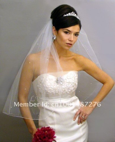 20132013 Free shipping Glamorous CLEAR RHINESTONES Wedding Bridal Veil NEW 1 Ti