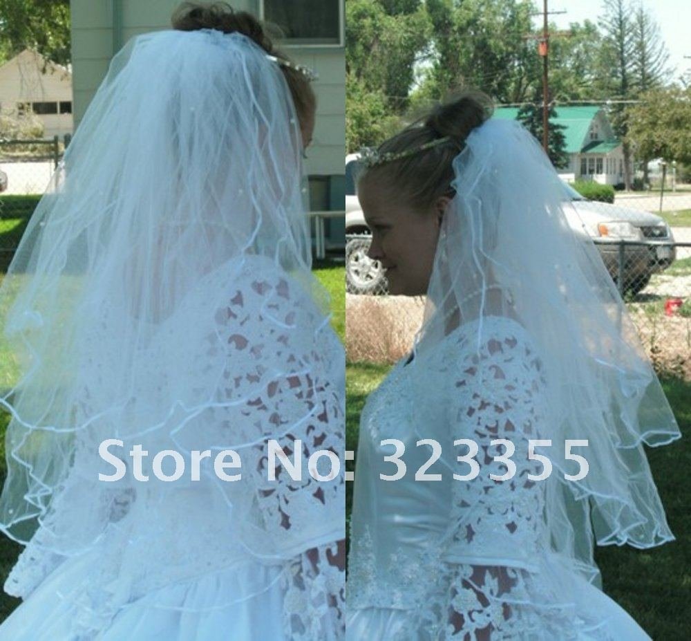 20132013Free shipping` Hot sale lovely Low Price Pearl Embellished Wedding Three Layer Veil With Comb veil