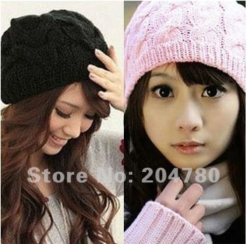 2013Autumn Winter Knitting Wool Hat for Women Caps Lady Beanie Knitted Hats Caps, Free Shipping