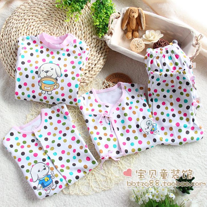 2013February New arrival male baby underwear set 100% cotton top trousers twinset candy color