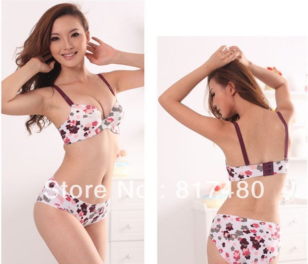 2013free shipping one piece seamless push up bra set underwear set  Rose Red seamless bra wholesale&retail
