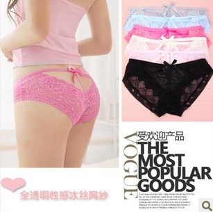 2013Hot!! Lace sexy female panties female panties gauze transparent cotton panty underware