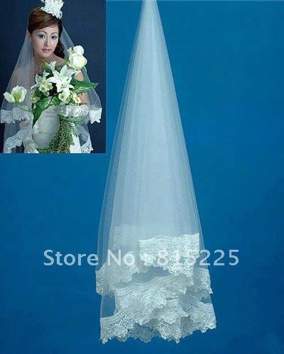 2013Hot New Charming Bridal Veils Accessories Lace Edge Elbow Length Veil Multi Layer Tulle Fabric For Wedding Dresses