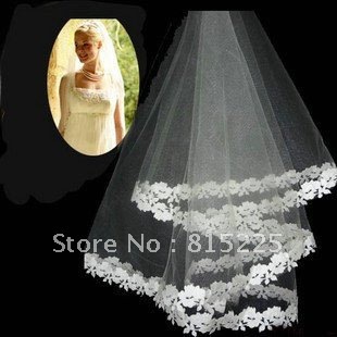 2013Hot New Stylish SHort Length Wedding Accessories Bridal Veils Short Length Veil Tulle One Layer Lace Edge Classy Hot Sell