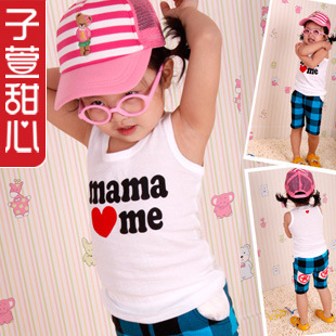 2013HOT sale baby papa & mama love me Vest/t shirts, 8 pcs/lot kids mama bottom shirts 5 sizes child summer love t-shirts vest