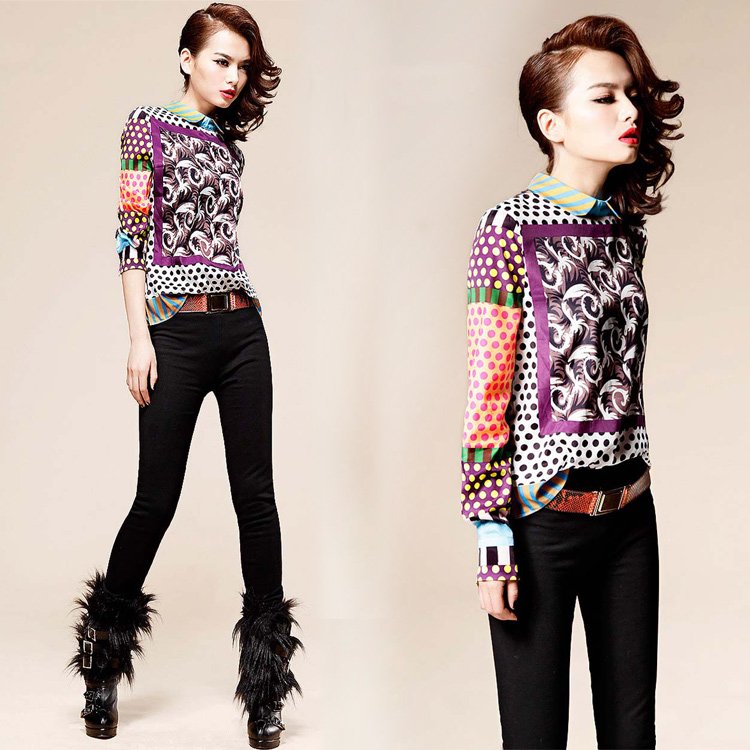 2013new arrival  Spring  European style fashion silk long-sleeved shirts, T units shirt/blouse high quality clothing