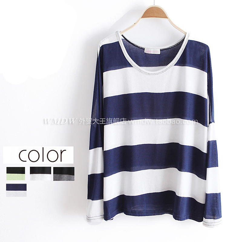 2013new bold navy style stripe loose pullover sweater wx1033