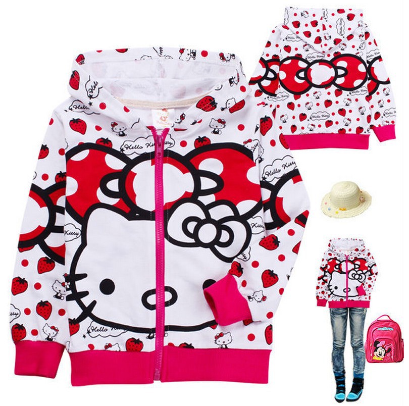 2013New!Free Shipping!Wholesale 6pcs/lot girls hello kitty hoodies/coat,Cartoon clothing baby outerwear/Children's hooded jacket
