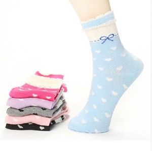 2013New (Random Color) Tube socks bowknot lace stockings Clothing adult stocks Men and women Socks Free shipping
