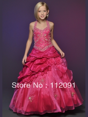 2013New Style Beautiful Halter Off The Shoulder Sleeveless  Floor-Length Princess Pageant Dress