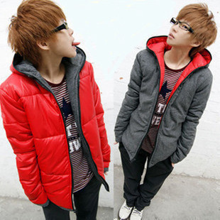 2013new winter men's or women's hood wadded jacket thickening outerwear for lovers reversible wadded coat  dropship